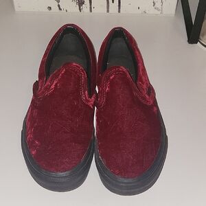 Vans Red and Black Sneakers Slip-On Crushed Velvet